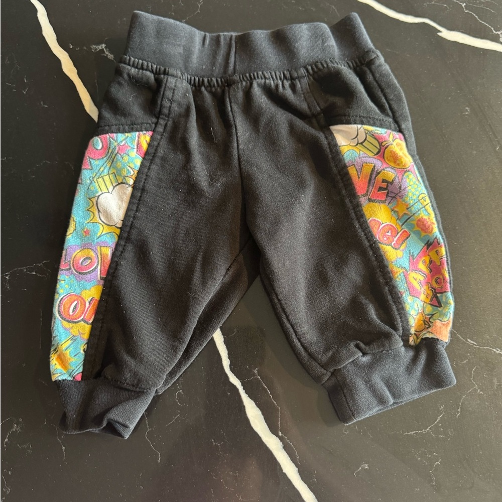 Apple Bottom Kids Black Joggers‎ with Colorful Side Print